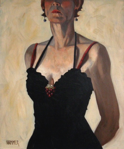 Black Velvet,  self portrait  
18" x 24"  oil
